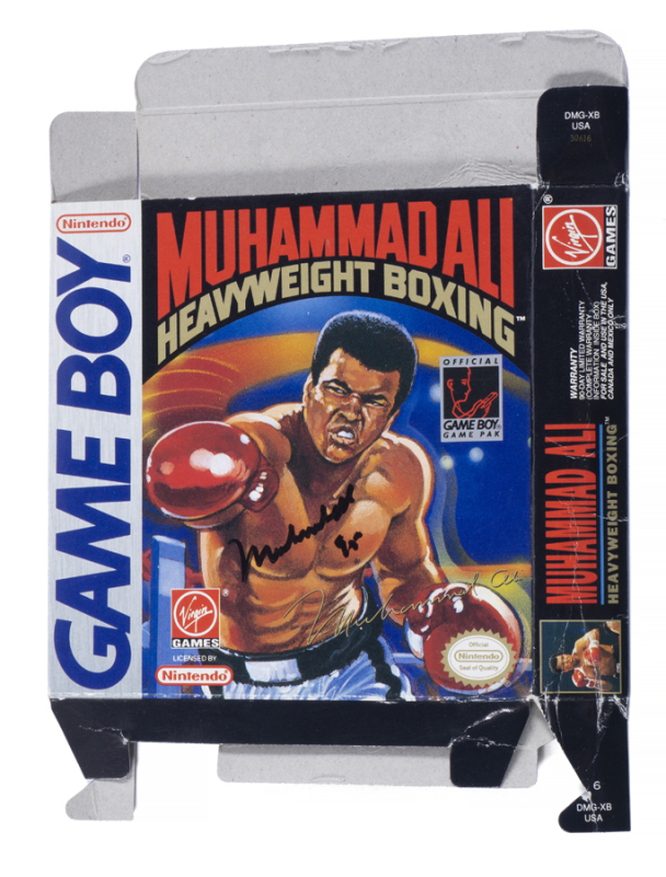 MUHAMMAD ALI SIGNED MUHAMMAD ALI HEAVYWEIGHT BOXING NINTENDO GAME BOY CARTRIDGE BOX