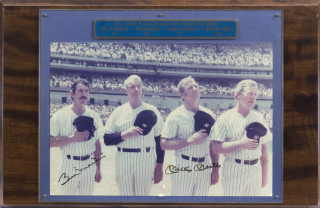 NEW YORK YANKEES SIGNED AND FRAMED PHOTOGRAPHS GROUP OF FOUR