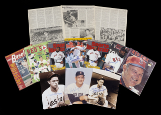 BOSTON RED SOX SIGNED PHOTOGRAPHS AND PUBLICATIONS GROUP OF 13