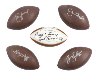PRO FOOTBALL HALL OF FAME SIGNED FOOTBALLS GROUP OF FIVE