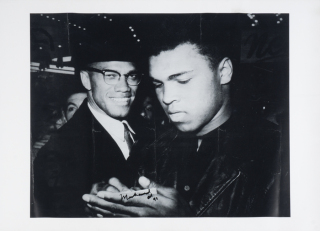 MUHAMMAD ALI SIGNED IMAGE WITH MALCOLM X