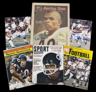 GALE SAYERS SIGNED PHOTOGRAPHS AND PUBLICATIONS GROUP OF SIX