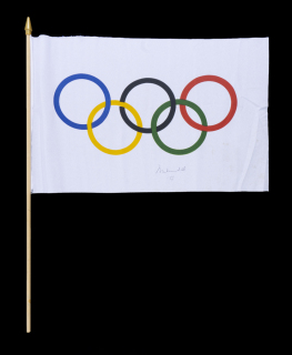 MUHAMMAD ALI SIGNED OLYMPIC FLAG WITH HEART