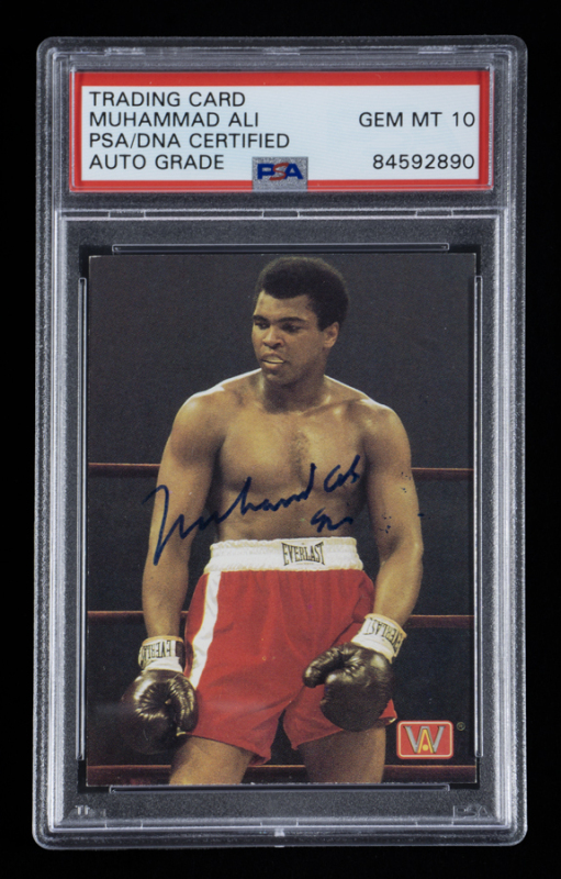 MUHAMMAD ALI SIGNED AW TRADING CARD PSA 10