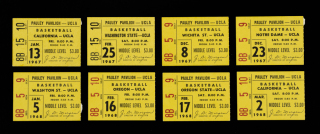 UCLA BRUINS 1967-1968 BASKETBALL TICKET STUBS GROUP OF EIGHT, LEW ALCINDOR