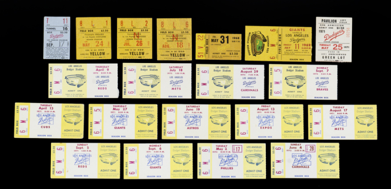 LOS ANGELES DODGERS 1961-1972 TICKET STUBS GROUP OF 20