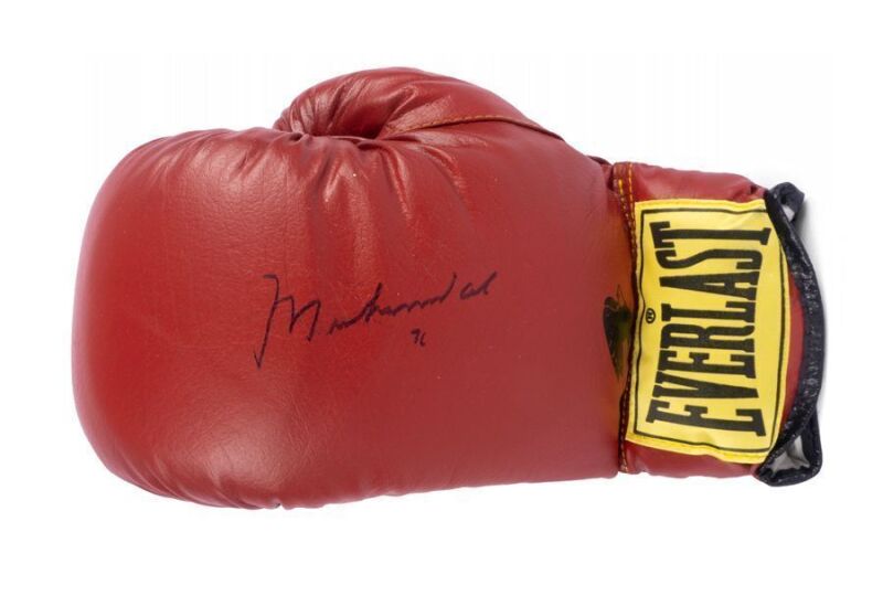 MUHAMMAD ALI SIGNED 1996 INSCRIBED BOXING GLOVE