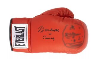MUHAMMAD ALI aka CASSIUS CLAY SIGNED BOXING GLOVE WITH DRAWING