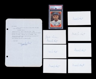 WAITE HOYT GROUP OF NINE SIGNED ITEMS WITH LETTER