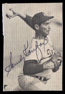 SANDY KOUFAX SIGNED NEWSPAPER IMAGE