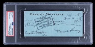 BRANCH RICKEY SIGNED CHECK - PSA AUTHENTIC
