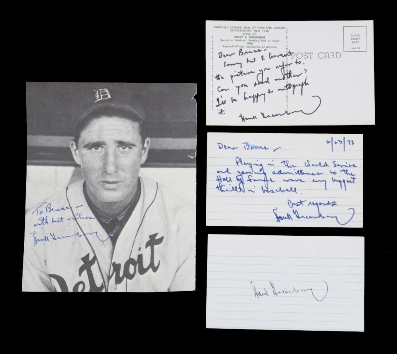 HANK GREENBERG GROUP OF SIGNED ITEMS