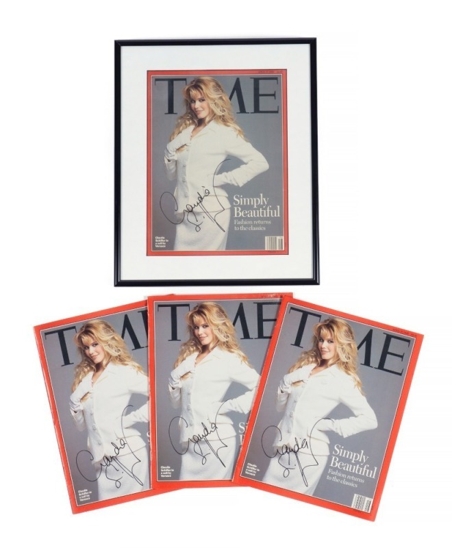 CLAUDIA SCHIFFER SIGNED TIME MAGAZINE GROUP