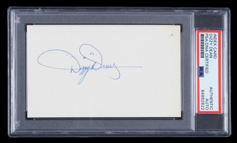 DIZZY DEAN SIGNED INDEX CARD - PSA