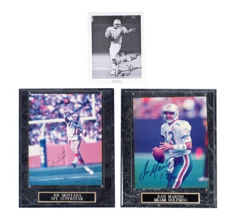 NFL HALL OF FAME QUARTERBACKS SIGNED IMAGES GROUP OF THREE