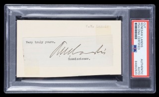 KENESAW MOUNTAIN LANDIS SIGNED CUT ON INDEX CARD - PSA AUTHENTIC