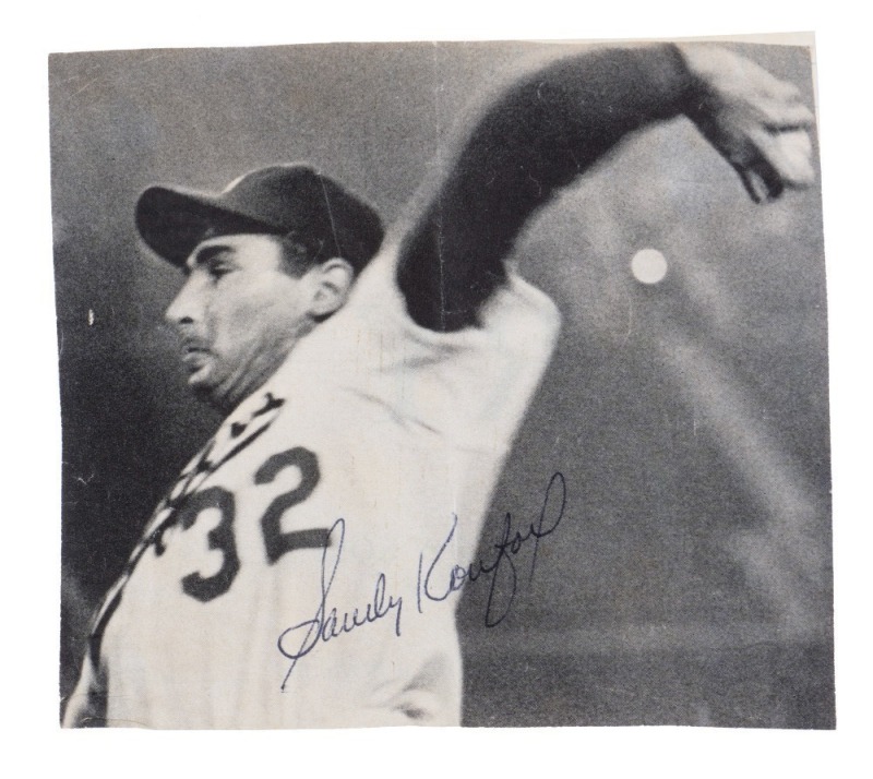 SANDY KOUFAX SIGNED MAGAZINE IMAGE CUT