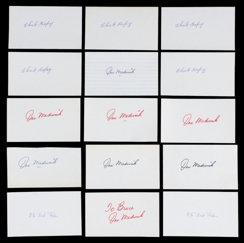 BASEBALL HALL OF FAME INDUCTEES SIGNED INDEX CARDS GROUP