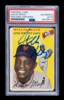 WILLIE MAYS SIGNED 1954 TOPPS CARD #90 - PSA