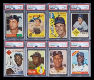 BASEBALL ALL-STARS SIGNED CARD GROUP OF EIGHT - PSA