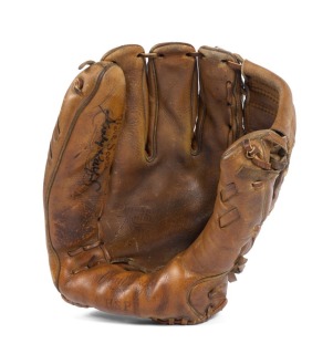 SANDY KOUFAX 1958 GAME USED AND DOUBLE SIGNED BASEBALL GLOVE - 1ST GLOVE USED IN LOS ANGELES - PHOTO MATCHED & PSA AUTHENTICATED