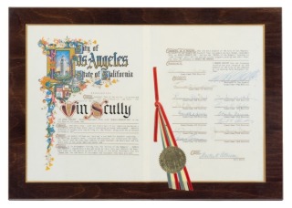 VIN SCULLY CITY OF LOS ANGELES PROCLAMATION PLAQUE