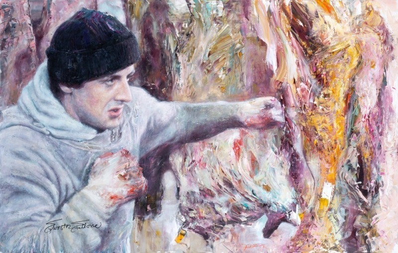 SYLVESTER STALLONE SIGNED "ROCKY" PAUL DANIELS ORIGINAL PAINTING