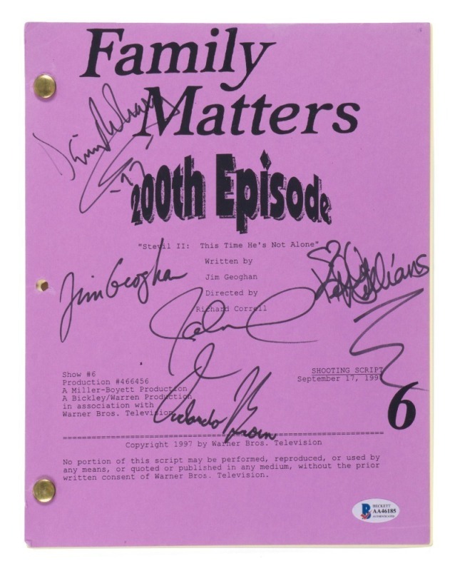 FAMILY MATTERS CAST & WRITER SIGNED 200th EPISODE SCRIPT