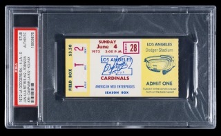 SANDY KOUFAX 1972 LOS ANGELES DODGERS JERSEY RETIREMENT TICKET STUB - PSA AUTHENTIC