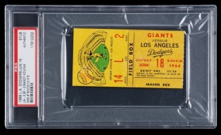 SANDY KOUFAX CAREER WIN #150 1966 LOS ANGELES DODGERS TICKET STUB - PSA AUTHENTIC - ONE OF FIVE