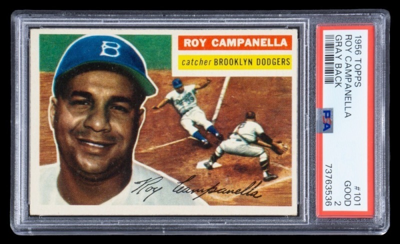 ROY CAMPANELLA 1956 TOPPS CARD #101 GRAY BACK - PSA 2
