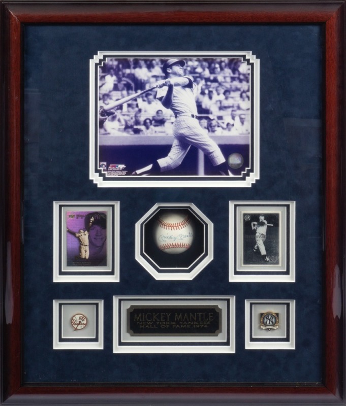 MICKEY MANTLE SIGNED BASEBALL DISPLAY - PSA