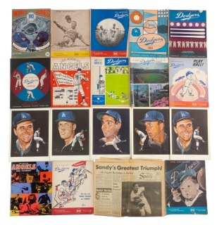 LOS ANGELES DODGERS & ANGELS 1960s PROGRAMS GROUP OF 12, WITH VOLPE PRINTS & KOUFAX PERFECT GAME NEWSPAPER