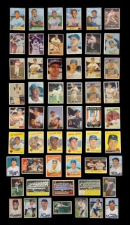1950s BROOKLYN AND LOS ANGELES DODGERS BASEBALL CARDS GROUP OF 54
