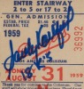 SANDY KOUFAX SIGNED & "18 K's" INSCRIBED 1959 LOS ANGELES DODGERS TICKET STUB - PSA 8 / AUTO 10 - HIGHEST GRADED AND ONLY AUTOGRAPHED - 2