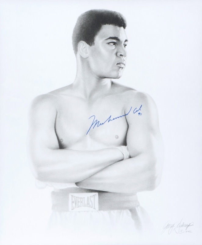 MUHAMMAD ALI SIGNED GARY SADERUP ART PRINT