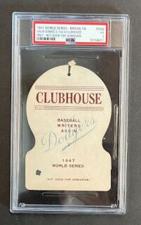 BROOKLYN DODGERS 1947 WORLD SERIES CLUBHOUSE PASS - PSA 3 - ONE OF ONE