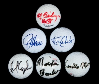 PROFESSIONAL GOLFERS SIGNED GOLF BALL GROUP OF SIX