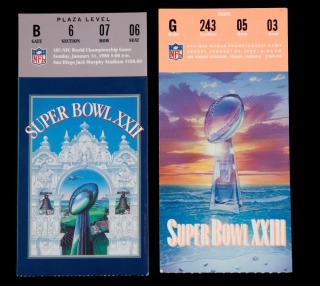 SUPER BOWL XXIII & XXII TICKET STUBS