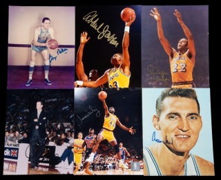 LA LAKERS LEGENDS SIGNED PHOTOGTAPH GROUP OF FIVE - JSA