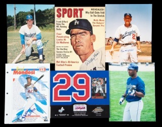 LOS ANGELES DODGERS SIGNED PHOTOGRAPHS & MAGAZINES GROUP OF SIX