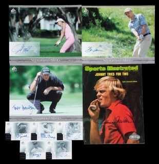 GOLFERS SIGNED CARDS AND SPORTS ILLUSTRATED COVER GROUP