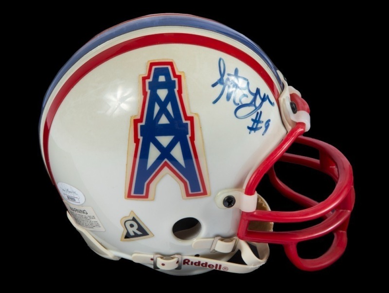 STEVE McNAIR SIGNED OILERS MINI HELMET - JSA