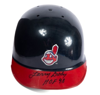 LARRY DOBY SIGNED CLEVELAND INDIANS MINI HELMET - JSA