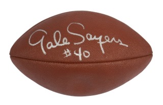 GALE SAYERS SIGNED FOOTBALL AND PHOTOGRAH - JSA