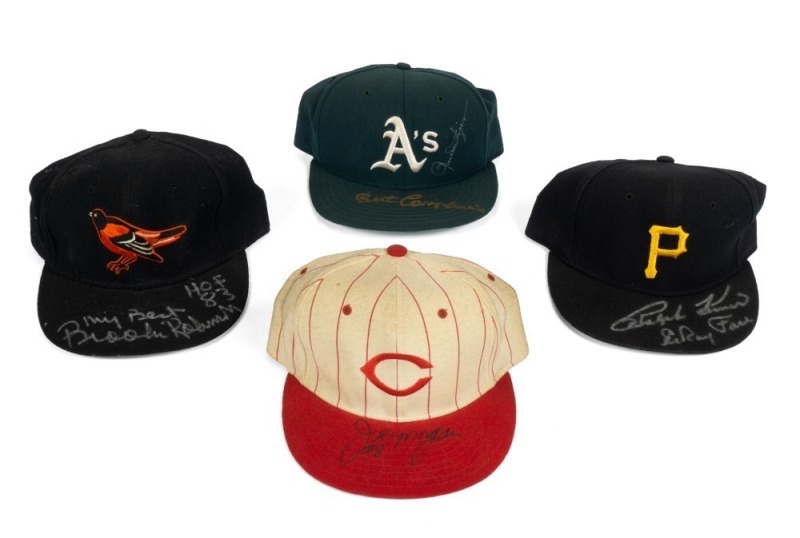 BASEBALL HALL OF FAME INDUCTEES SIGNED HATS GROUP OF FOUR - JSA