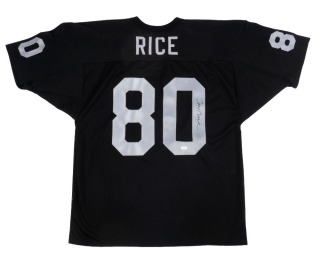 JERRY RICE SIGNED OAKLAND RAIDERS-STYLE FOOTBALL JERSEY - JSA