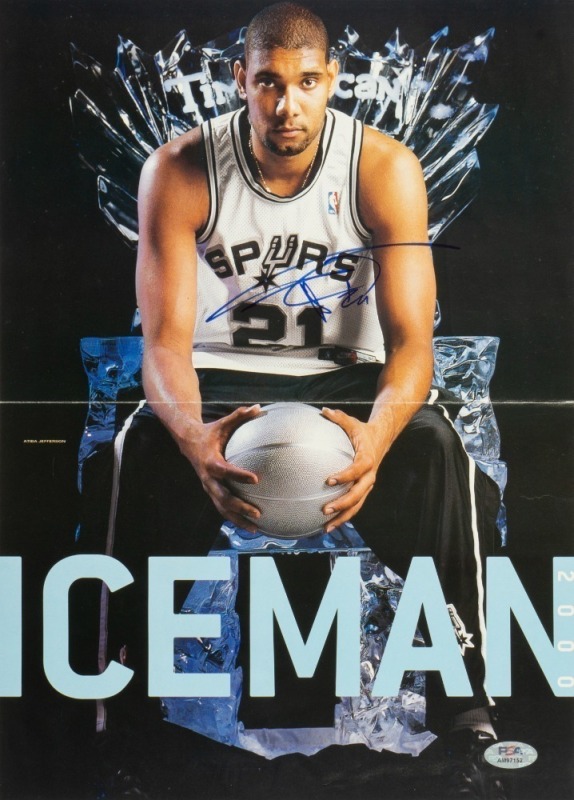 TiM DUNCAN SIGNED "ICEMAN 2000" IMAGE - PSA