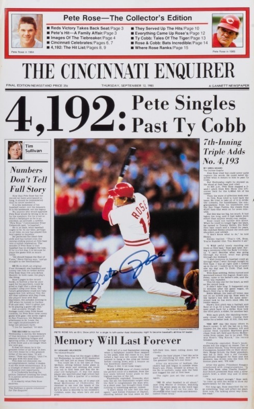 PETE ROSE SIGNED ENQUIRER IMAGE