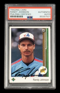 RANDY JOHNSON SIGNED 1989 UPPER DECJ ROOKIE CARD #25 - PSA